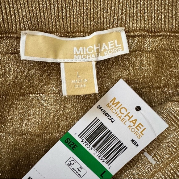 MICHAEL KORS Women Logo knit long Skirt Metallic Husk Slit NWT Size L $110 - Picture 10 of 10